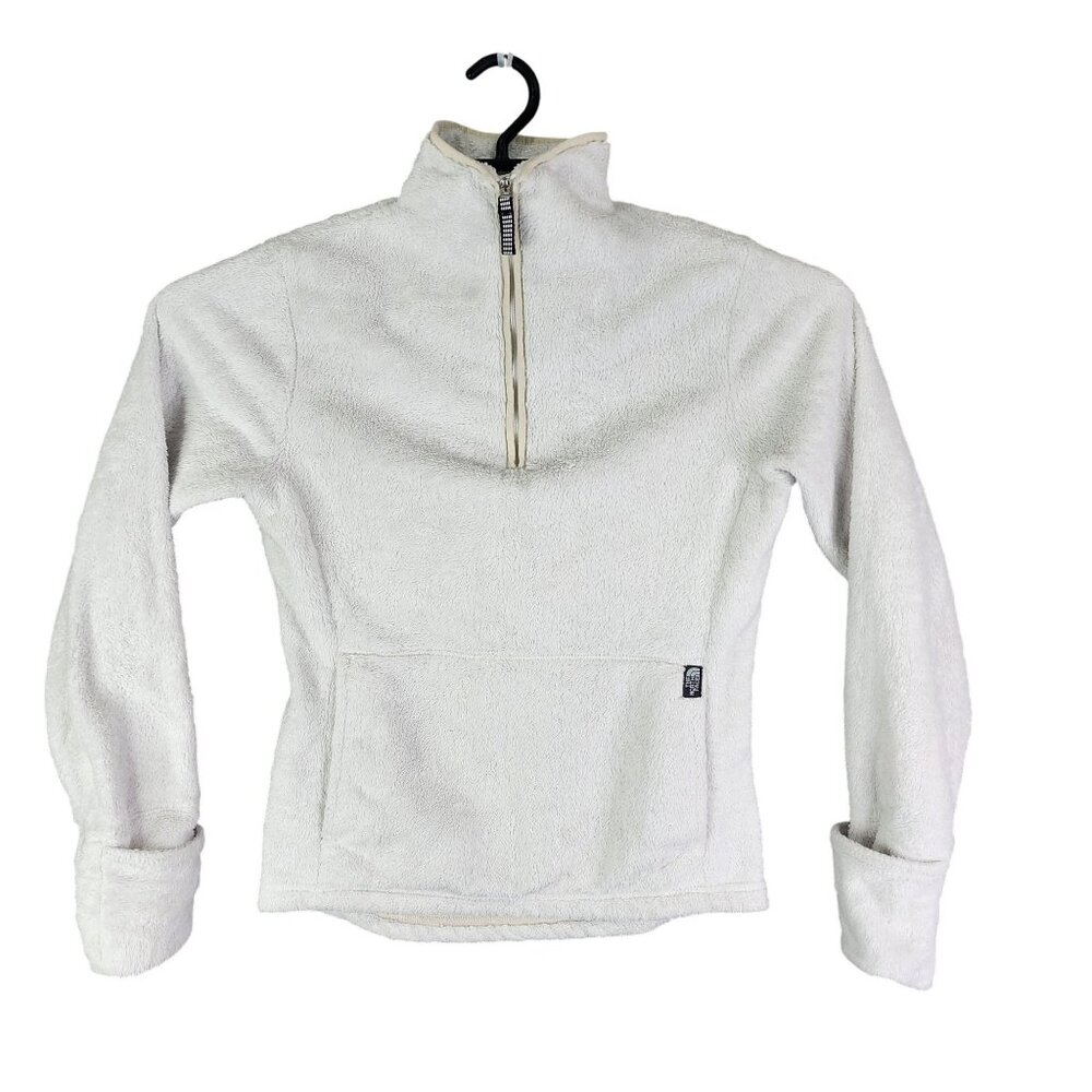 Womens White The North Face Fleece Pullover Jacket 1/4 Zip Long Sleeve Size XS